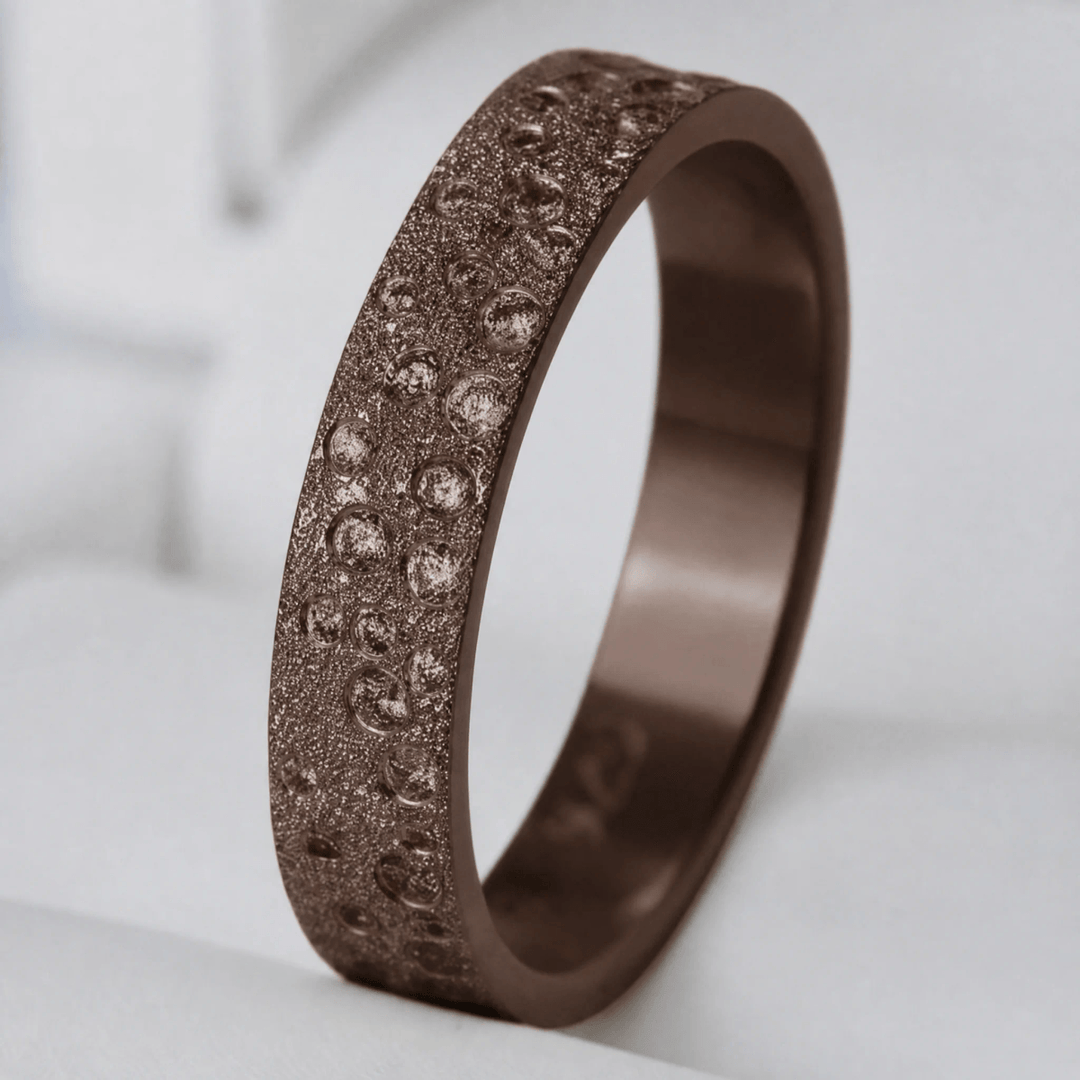 Anneau (deux tiers) "🥥Coco - Willow" en argent glitter et zircons bruns chocolat pour bague mood interchangeable