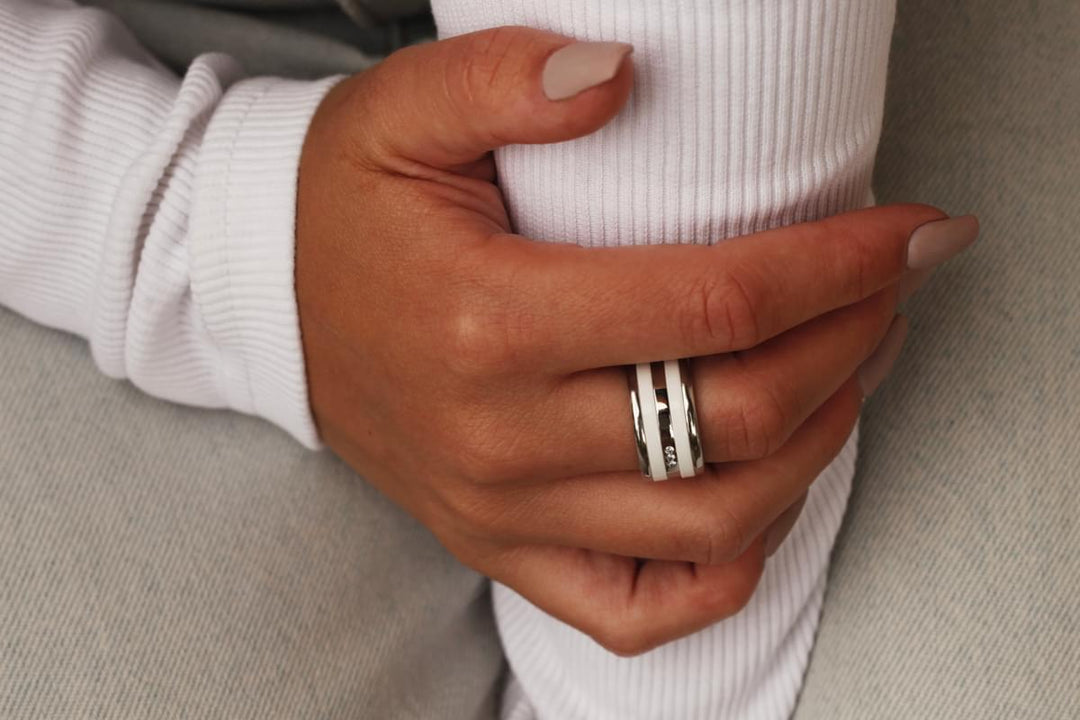 Small, abegrundete, polierte Fassung aus rostfreiem Edelstahl für deinen personalisierbaren mood Ring - 11mm breit