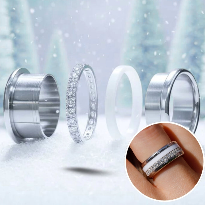 Interchangeable mood ring "Cozy Cocooning" with zirconia and interchangeable color