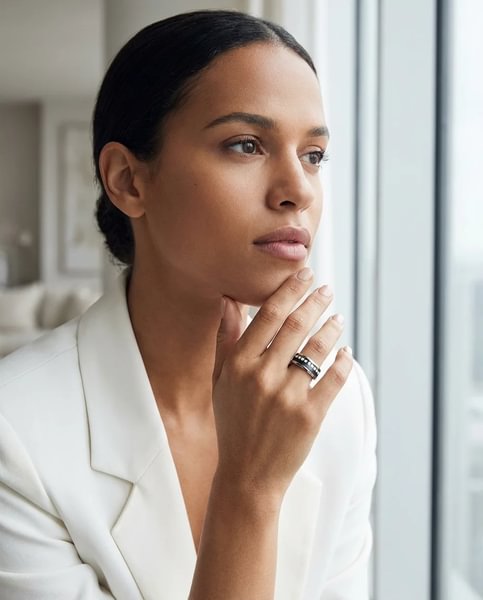 Interchangeable mood ring "Snowy hearts"  in 925 silver with zirconia and interchangeable color