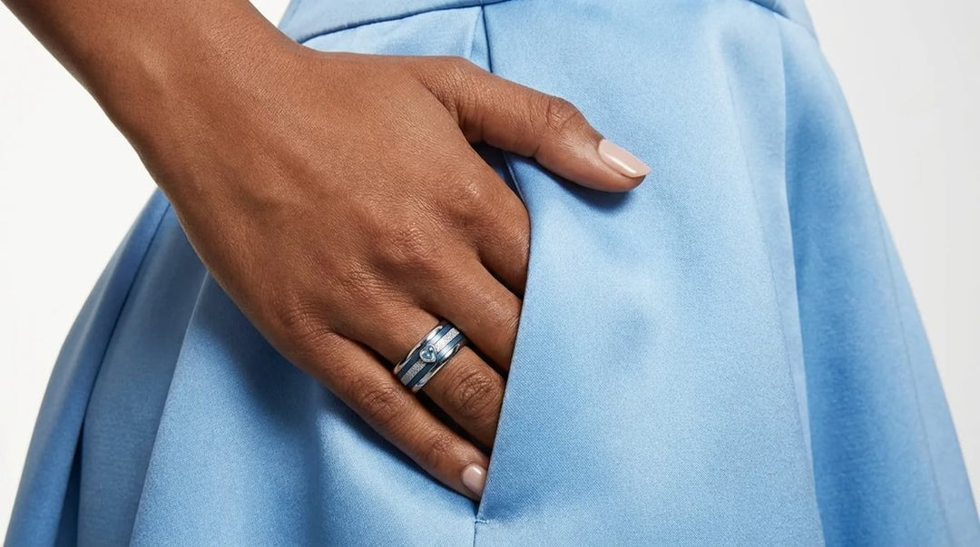 Interchangeable mood ring "Ocean heart"  in 925 silver with zirconia and interchangeable color