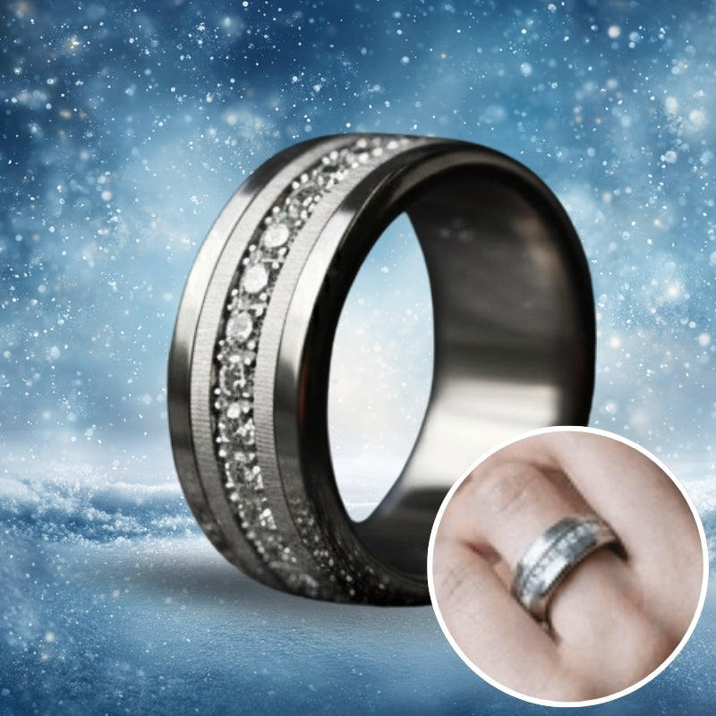 Interchangeable mood ring "Winter Night" in 925 silver and zircons