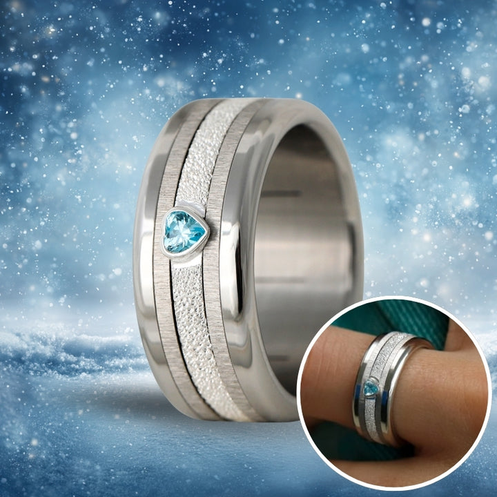 Interchangeable mood ring "Open Heart" in 925 silver with shiny heart limited to 150 pieces