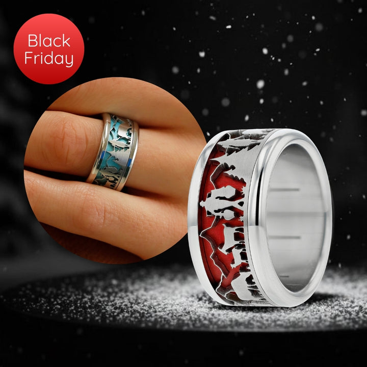 Bague mood interchangeable "Poya" avec motifs suisses et couleur interchangeable