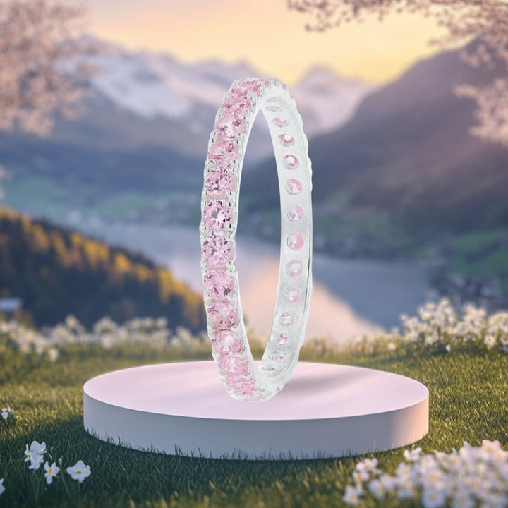 💍 Anneau (addon medium) "Aura Sakura" en argent 925 serti de zircons rose pastel