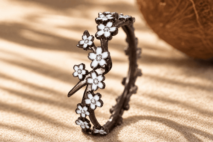 Anneau (addon) "🥥Coco - Nagoya" en argent et émail pour bague mood interchangeable