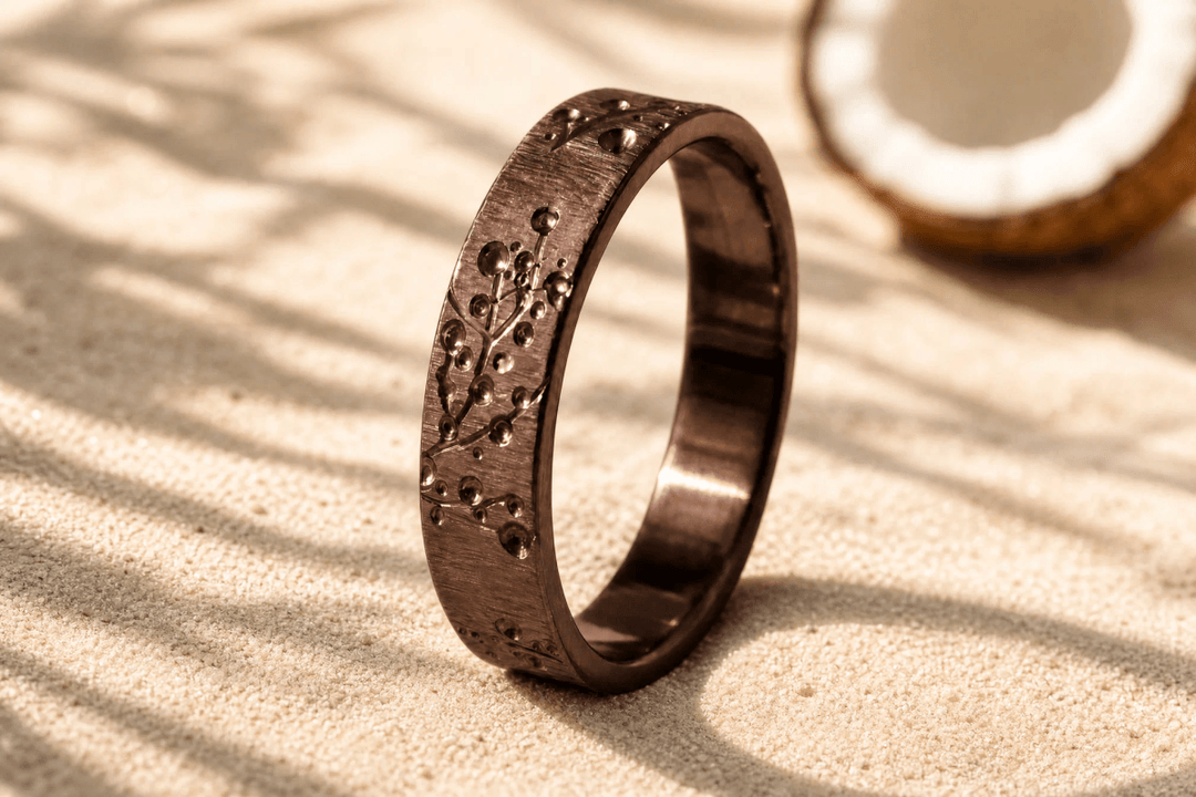Anneau (addon) "🥥Coco - Blossom" en acier froissé pour bague mood interchangeable