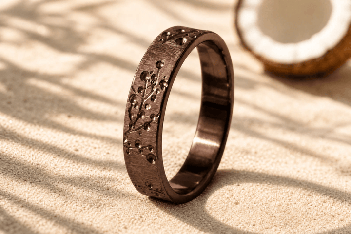 Anneau (addon) "🥥Coco - Blossom" en acier froissé pour bague mood interchangeable