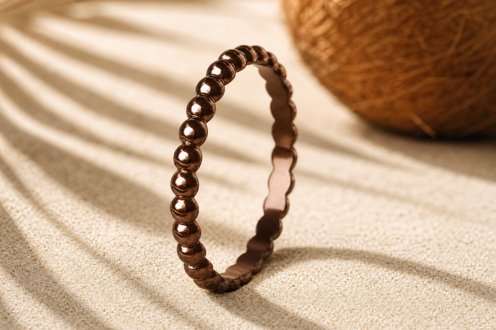 Anneau (medium) "🥥Coco - Perles royales" en argent poli pour bague mood interchangeable