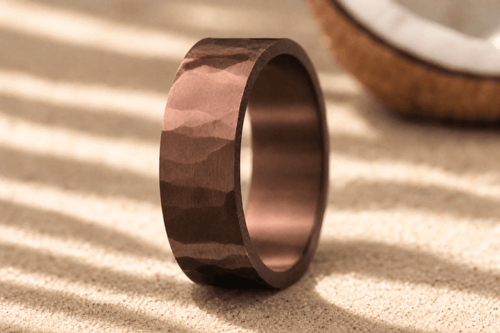 Anneau (addon) "🥥 Coco - martelé " en argent pour bague mood interchangeable