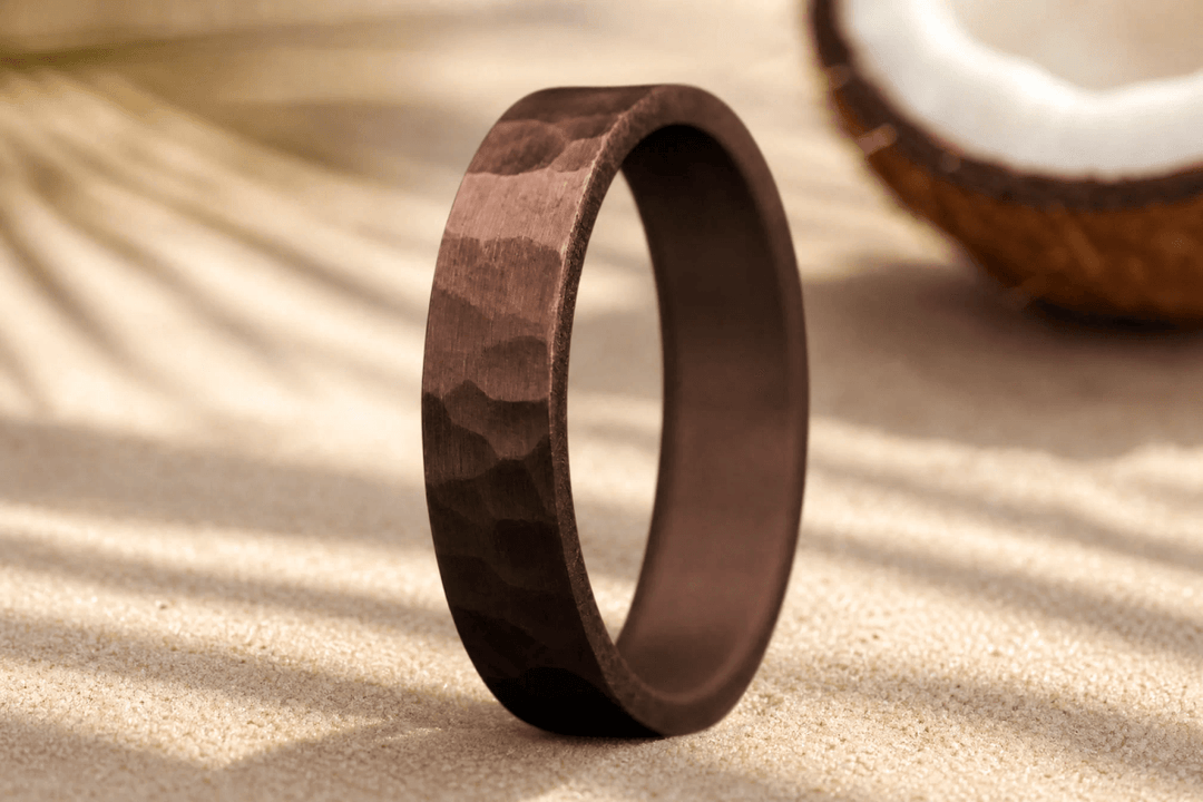 Anneau (deux tiers) "🥥 Coco - martelé " en argent pour bague mood interchangeable