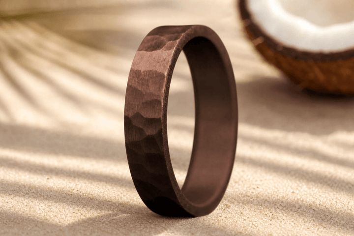 Anneau (deux tiers) "🥥 Coco - martelé " en argent pour bague mood interchangeable