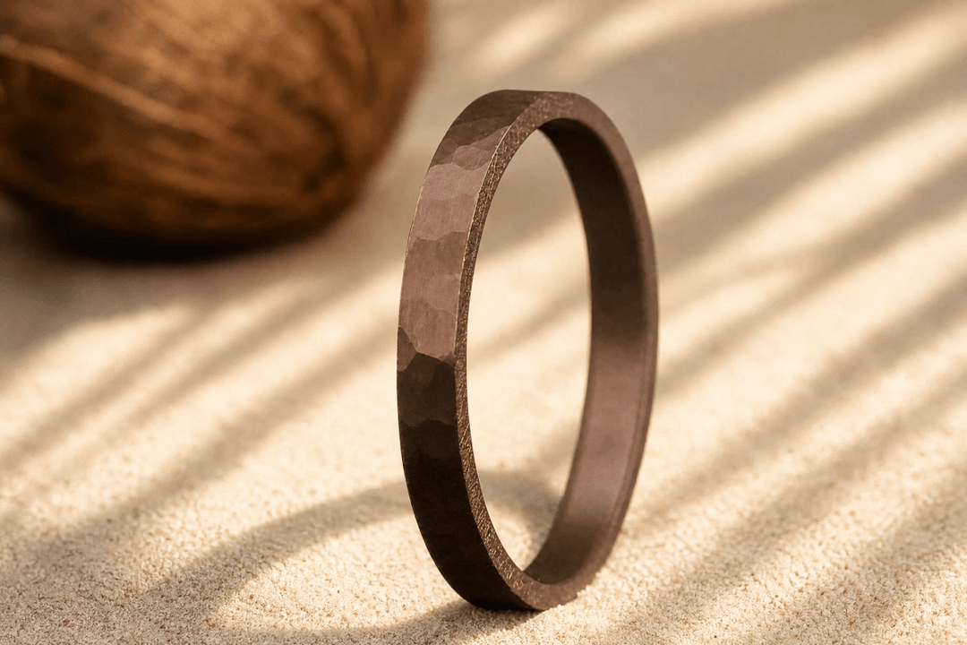 Anneau (medium) "🥥 Coco - martelé " en argent pour bague mood interchangeable