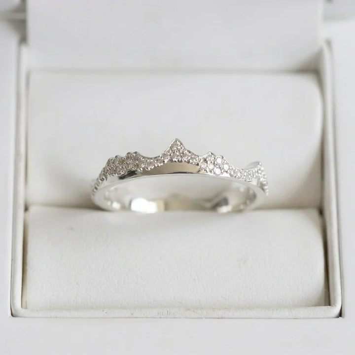 🗻 💎 Anneau (deux tiers) "Dents d'argent" en argent poli pour bague mood interchangeable