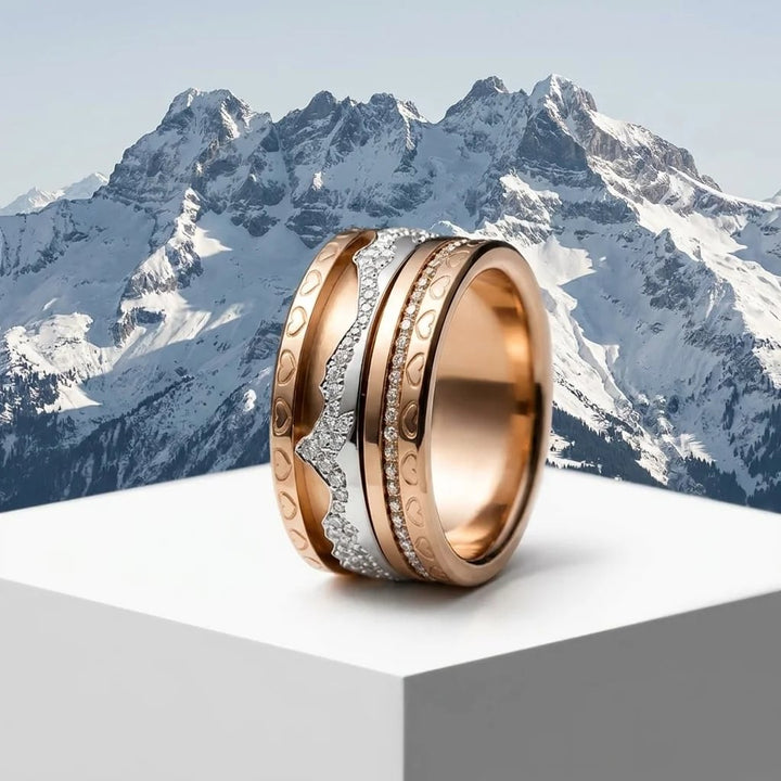 🗻 💎 Anneau (deux tiers) "Dents d'argent" en argent poli pour bague mood interchangeable