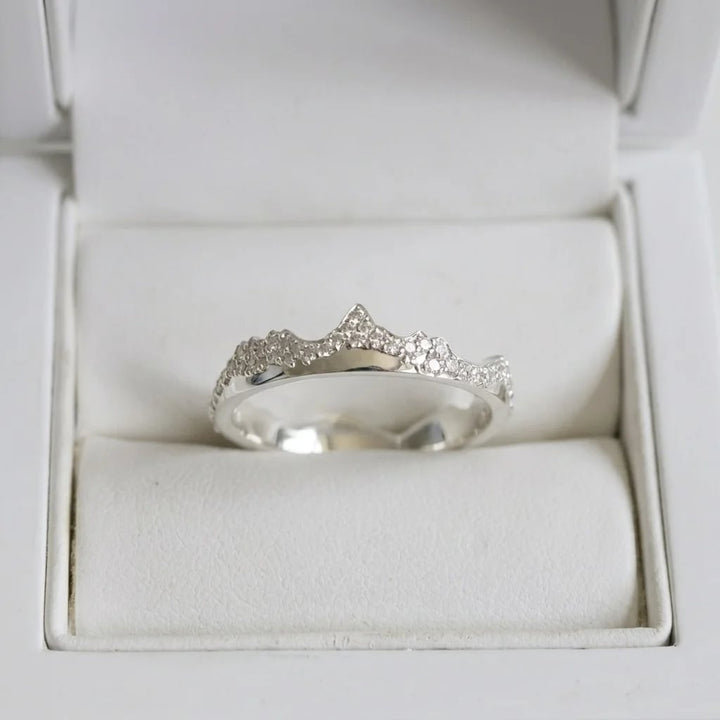 🗻 💎 Anneau (deux tiers) "Dents d'argent" en argent poli pour bague mood interchangeable