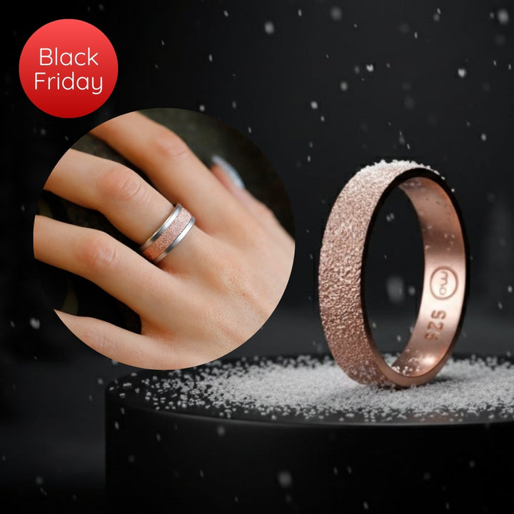 Inner ring (2/3 addon) in 925 silver with rose gold finish "Eternal snow" for interchangeable mood ring - 20 years special