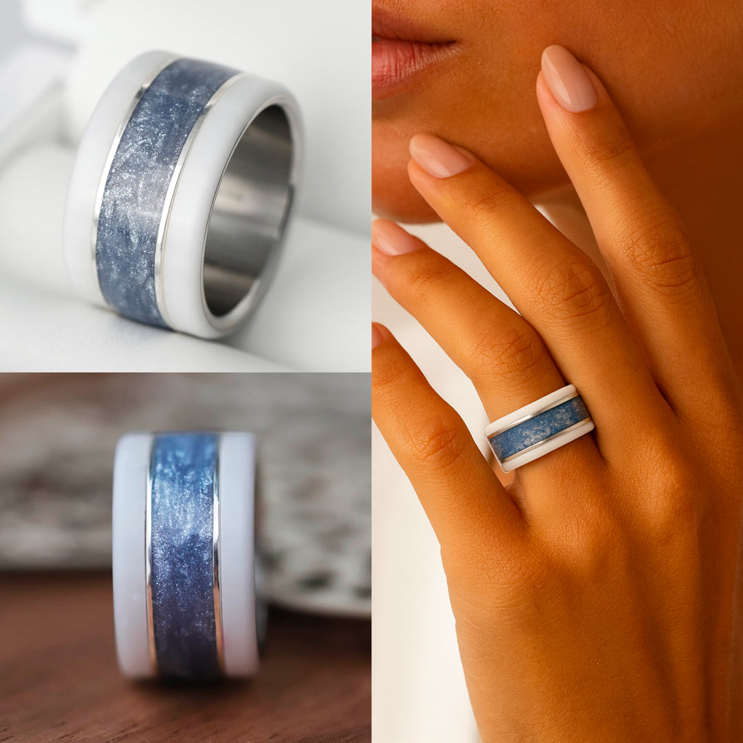 Ring in 925 silver and blue enamel