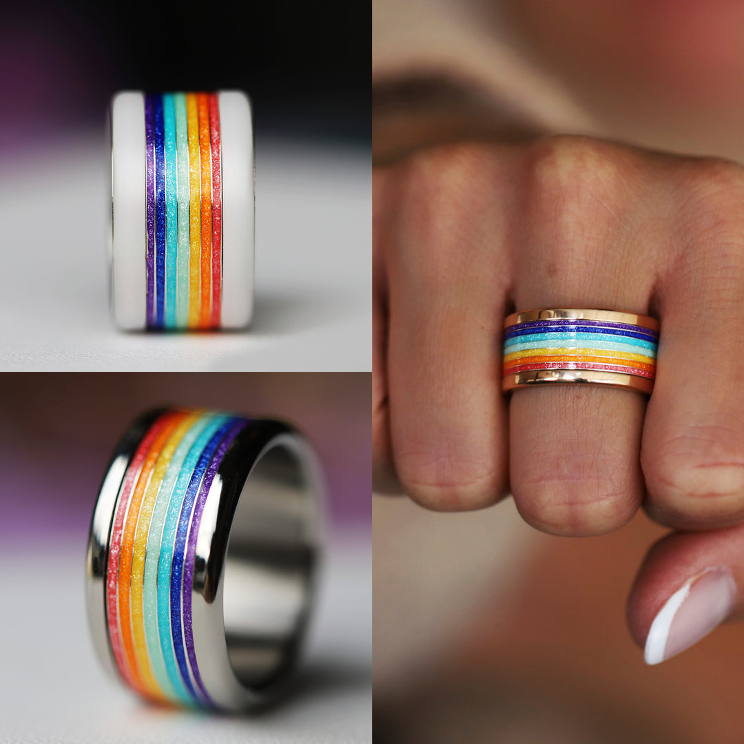 Rainbow Glow 🌈 inner ring (addon) in 925 silver with rainbow colored coating - glitter