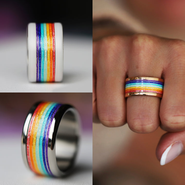 Rainbow Glow 🌈 inner ring (addon) in 925 silver with rainbow colored coating - glitter