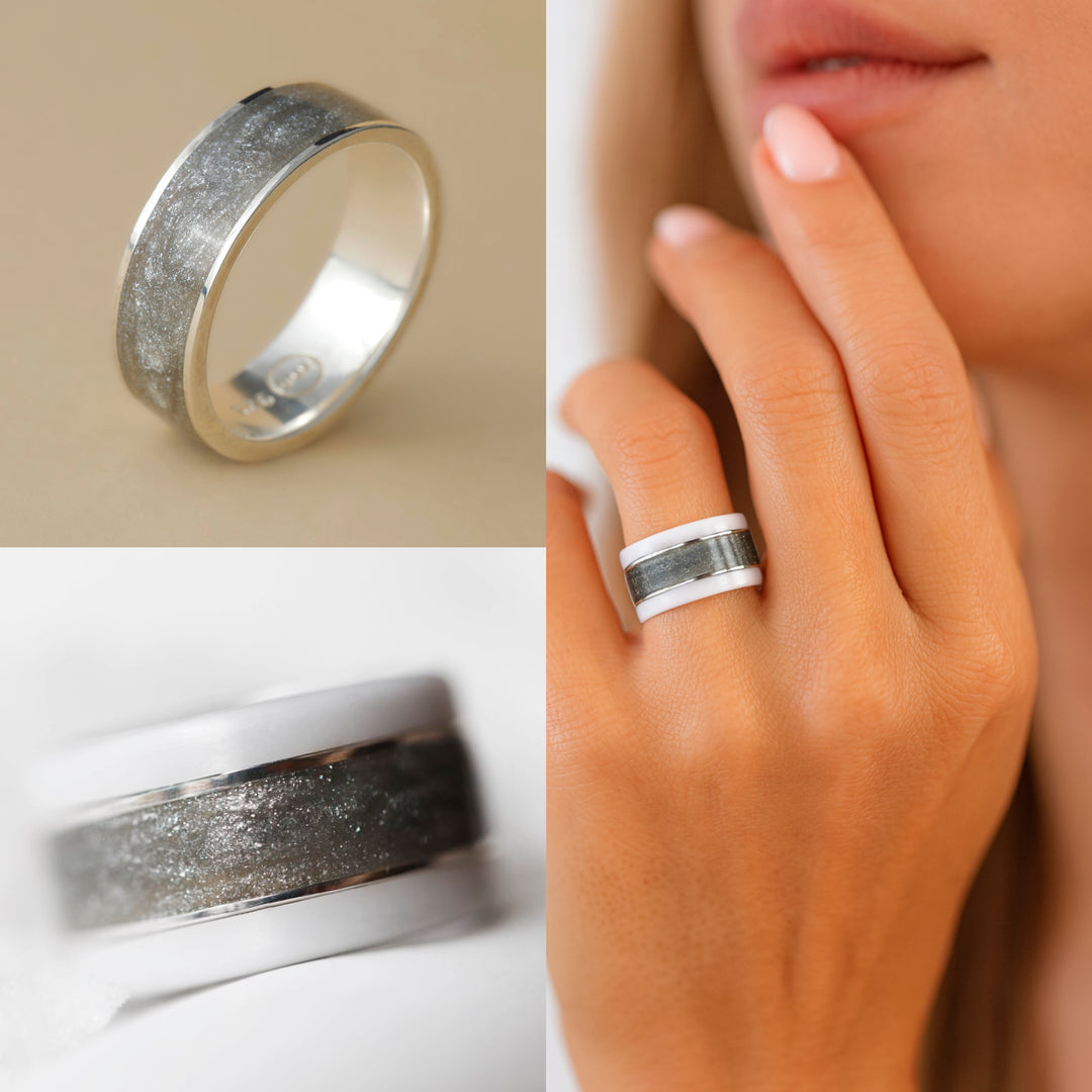 Ring in 925 silver and gray enamel