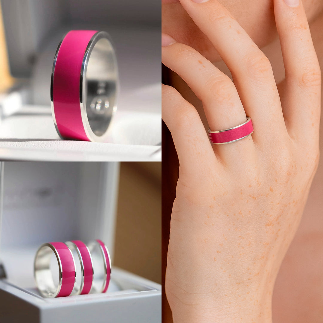 💓Innenring (Addon) aus 925er Silber mit einer fuchsienroten Emaille Beschichtung💓