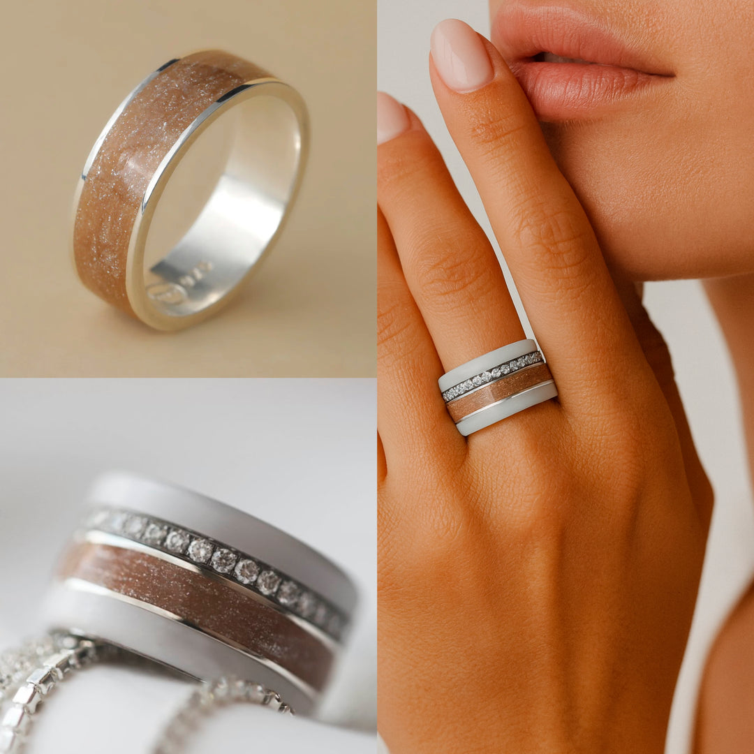 Ring in 925 silver and golden enamel