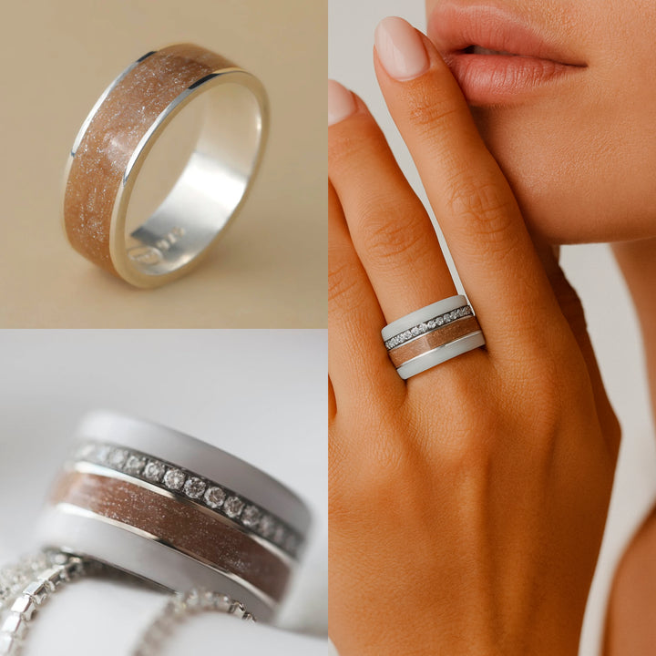 Ring in 925 silver and golden enamel
