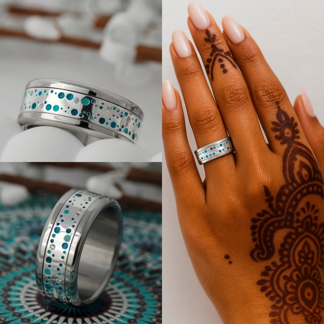 💙 2/3 Addon (Innenring) Lagoon aus 925 Silber für auswechselbaren mood Ring 💙