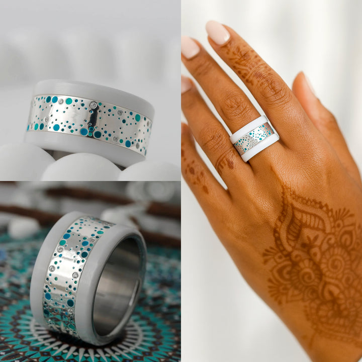 💙 Lagoon Inner ring (addon) in 925 silver for interchangeable mood ring 💙