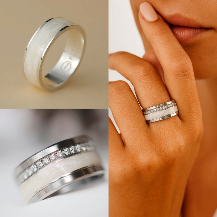 Ring in 925 silver and white enamel