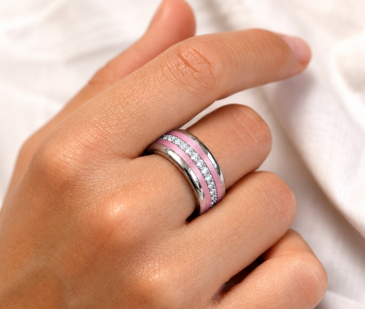 Les éphémères d'octobre. La lumière. — bague mood avec Aura Authentique et minis rose pastel