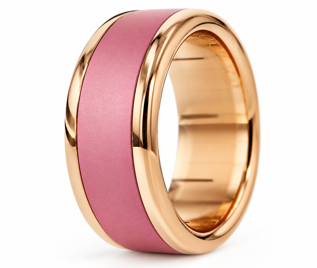 Les éphémères d'octobre. La tendresse. — bague mood finition gold avec deux tiers rose pastel et blanc