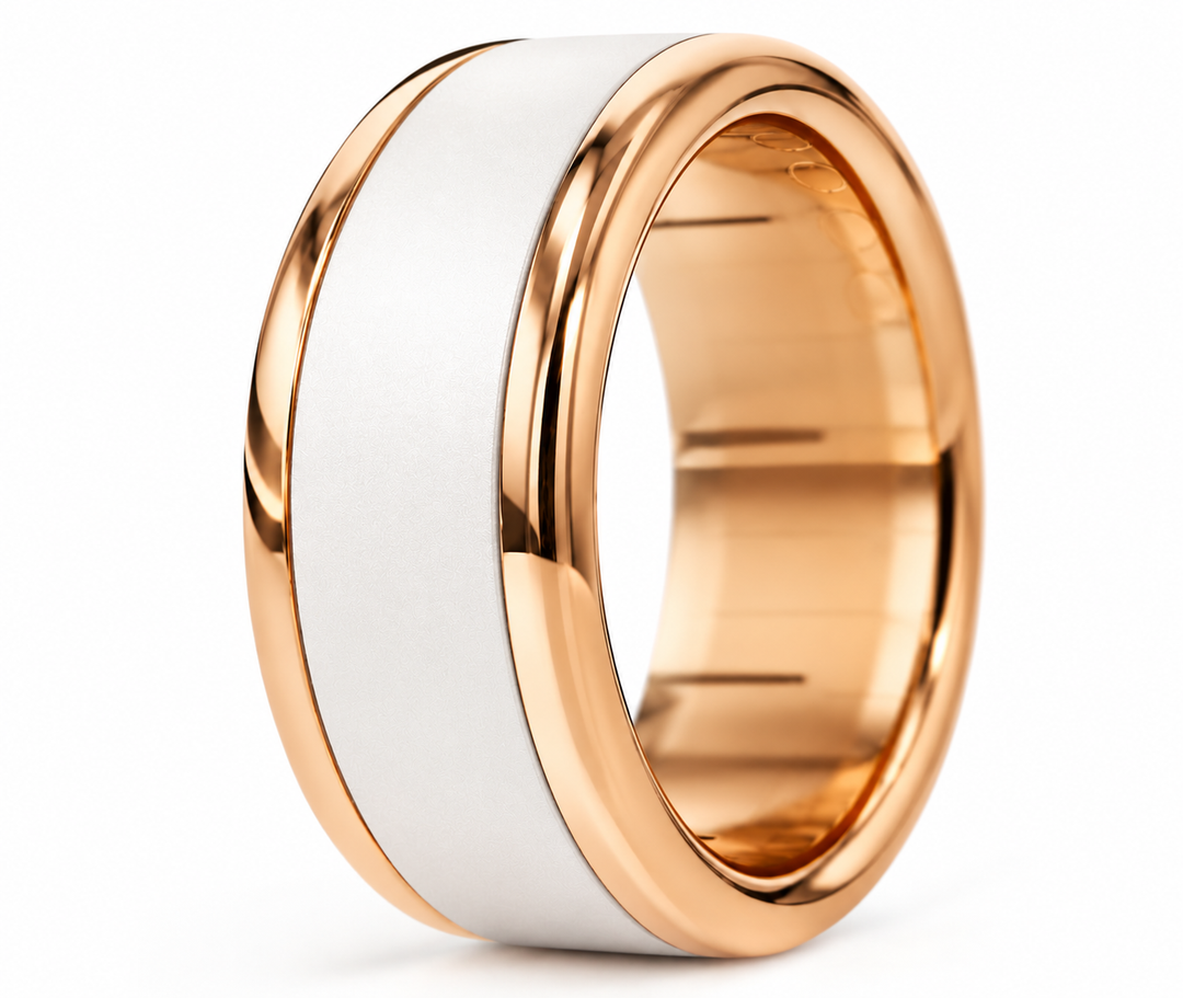 Les éphémères d'octobre. La tendresse. — bague mood finition gold avec deux tiers rose pastel et blanc
