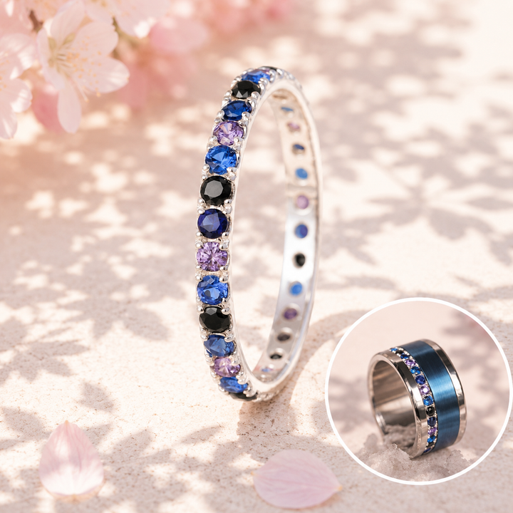 06 🎁 Innenring (Medium Addon) "Heilige Aura" Aura Dark Bluish aus 925er mit Zirkonia Steinen besetzt