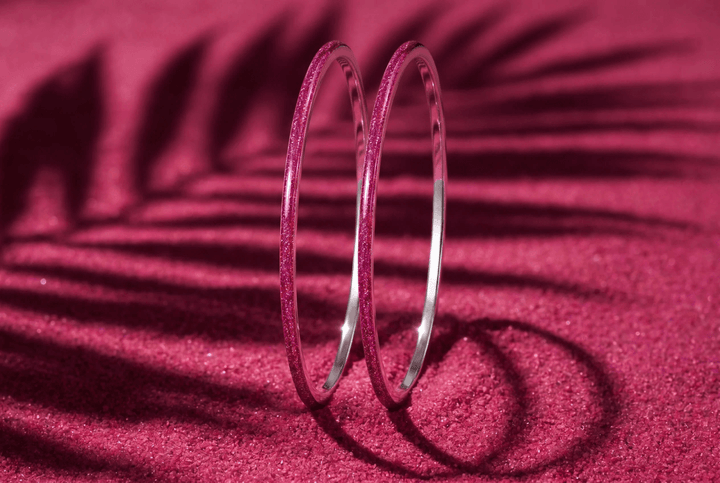 Anneau (2 minis) "Cyber Pink" en argent pour bague mood interchangeable