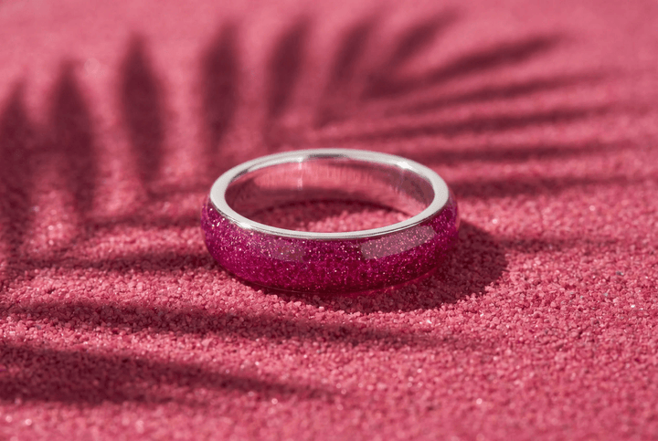 Anneau (deux tiers) "Cyber Pink" en argent pour bague mood interchangeable