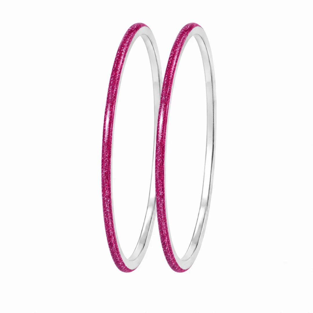 Anneau (2 minis) "Cyber Pink" en argent pour bague mood interchangeable