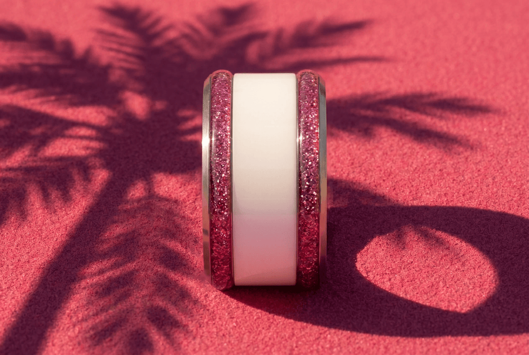 Base large "Cyber Pink" en acier carrée pour bague mood interchangeable