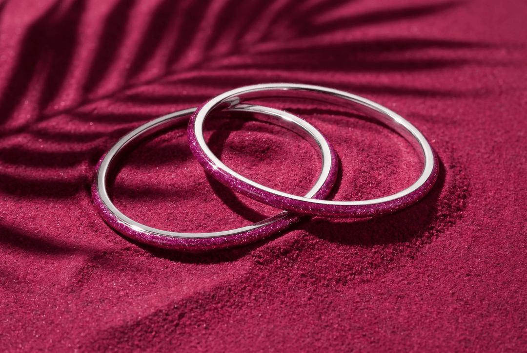 Anneau (2 minis) "Cyber Pink" en argent pour bague mood interchangeable