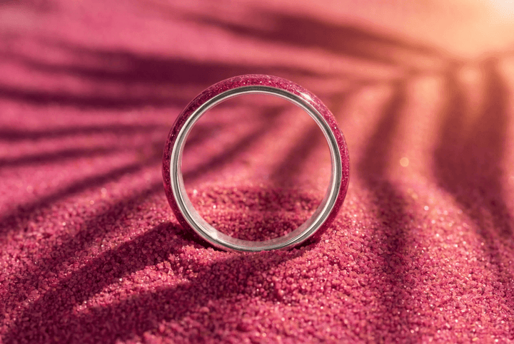 Anneau (addon) "Cyber Pink" en argent pour bague mood interchangeable