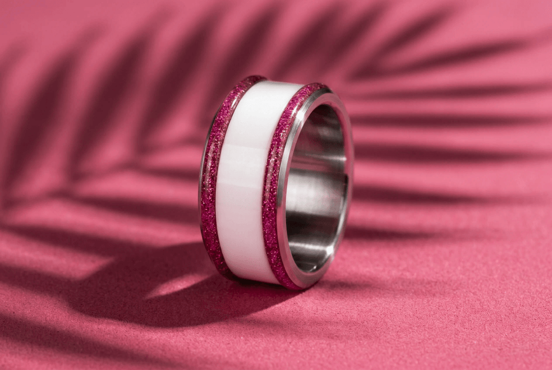 Base small "Cyber Pink" en acier carrée pour bague mood interchangeable