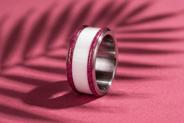Base small "Cyber Pink" en acier carrée pour bague mood interchangeable