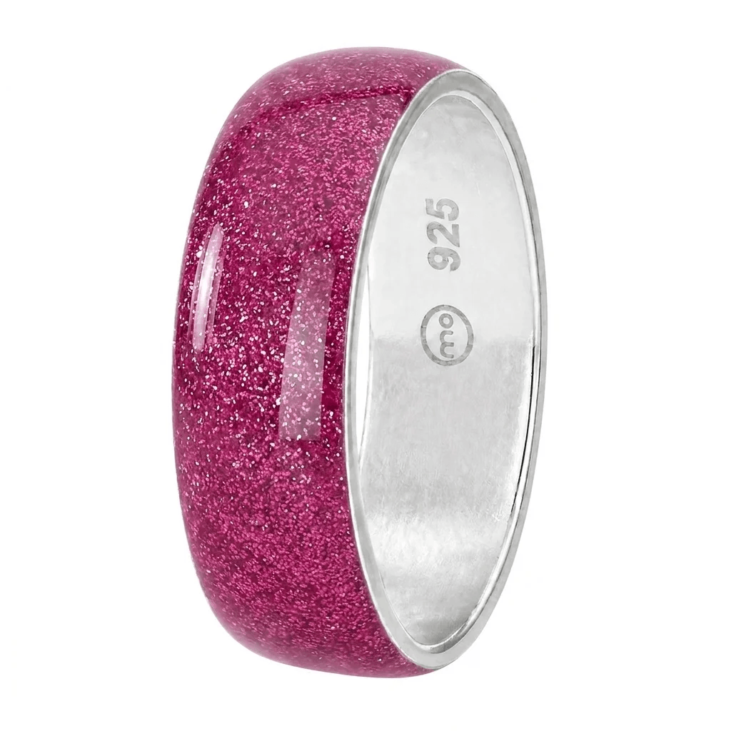 Anneau (addon) "Cyber Pink" en argent pour bague mood interchangeable