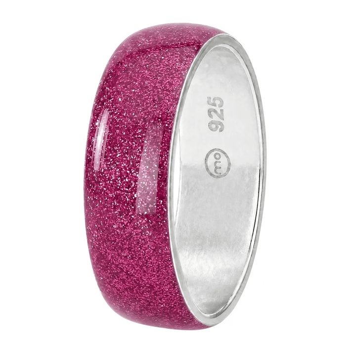 Anneau (addon) "Cyber Pink" en argent pour bague mood interchangeable