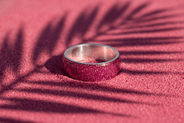 Anneau (addon) "Cyber Pink" en argent pour bague mood interchangeable