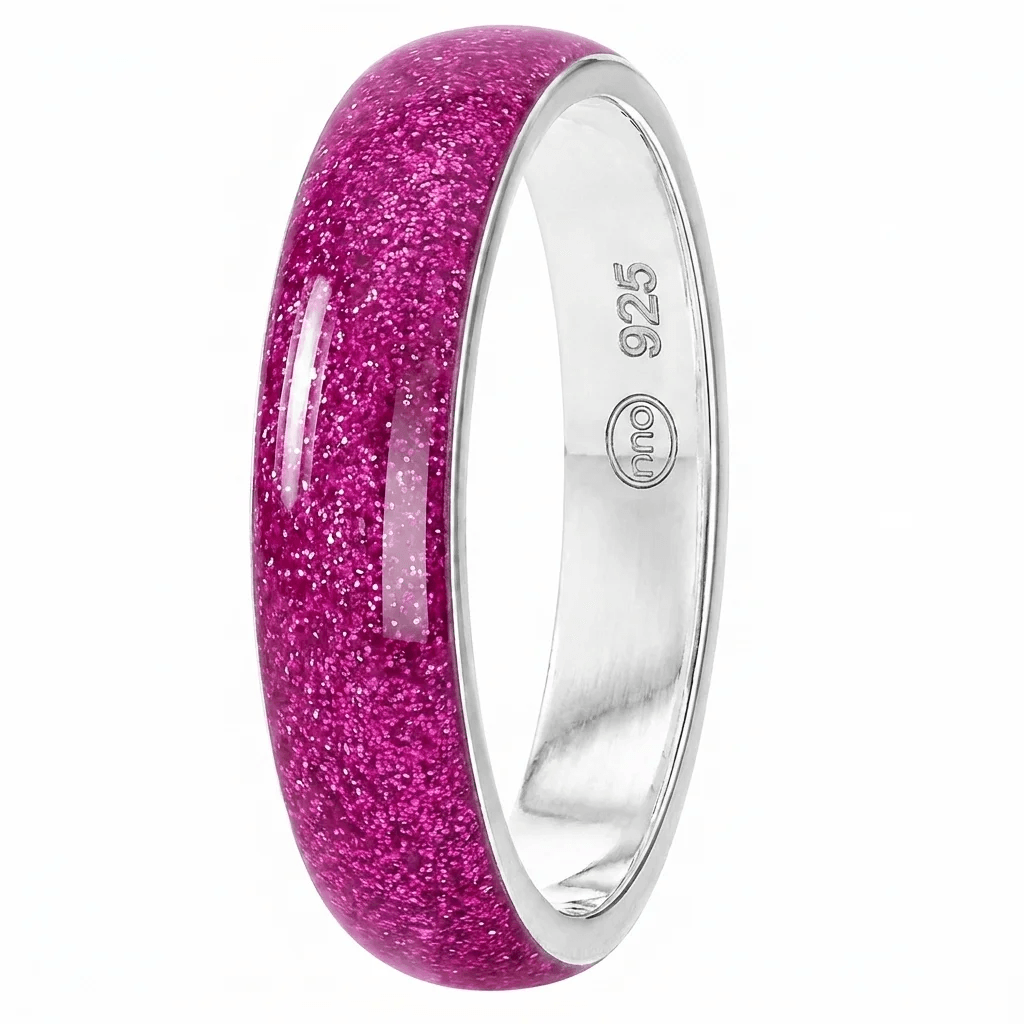 Anneau (deux tiers) "Cyber Pink" en argent pour bague mood interchangeable