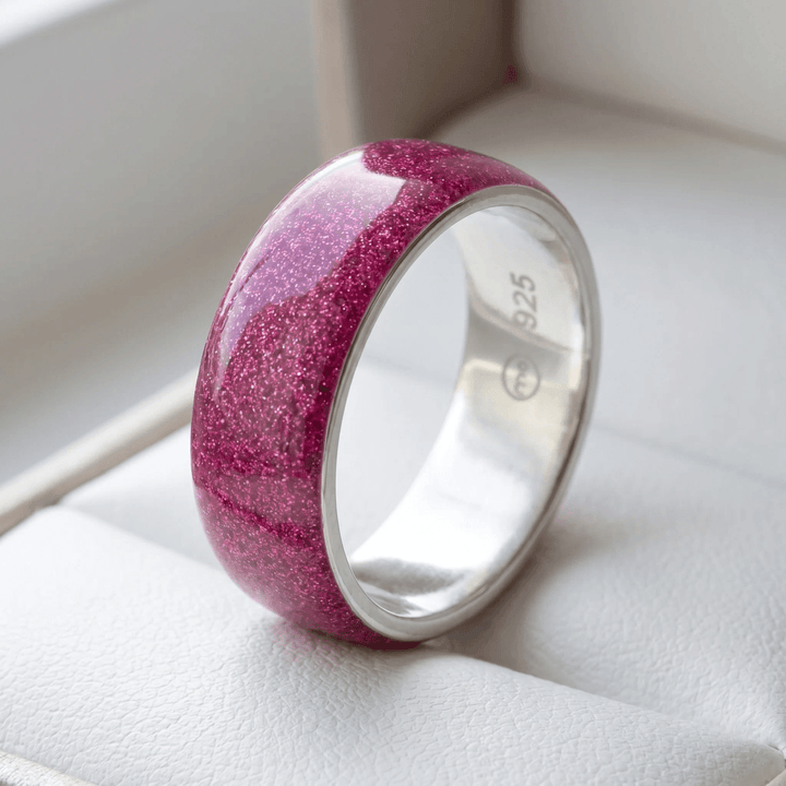 Anneau (addon) "Cyber Pink" en argent pour bague mood interchangeable