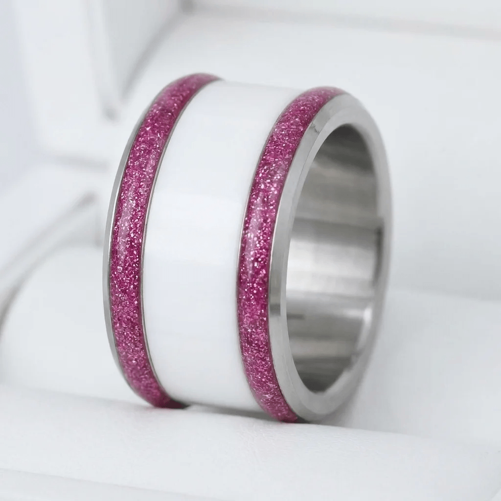 Base large "Cyber Pink" en acier carrée pour bague mood interchangeable