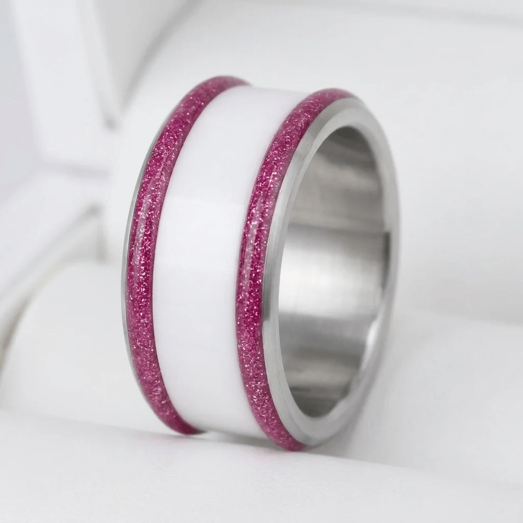 Base small "Cyber Pink" en acier carrée pour bague mood interchangeable